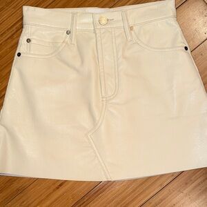 Frame Denim Cream  Leather Mini Skirt
